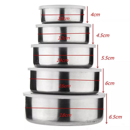 5 PIECE STAINLESS STEEL BOWL SET