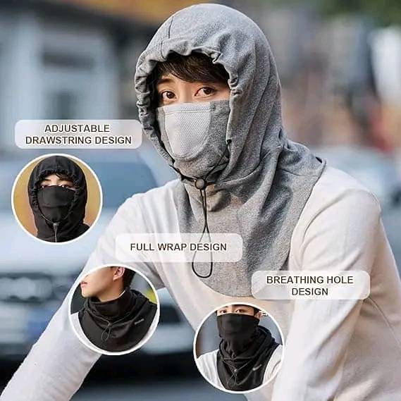 Windproof Cycling Face Cover With Hat For Winter Bike Hooded Mask With Neck Warmer